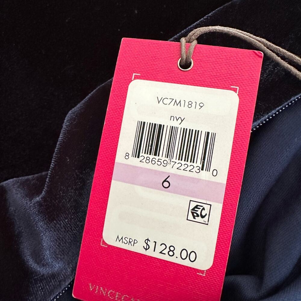 NEW Vince Camuto Midnight Blue Velvet Wrap Dress Sleeveless Size 6 Party $128 - Picture 4 of 8